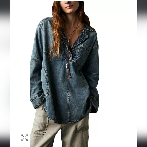 Free People Tops - Free People Peyton Pullover Denim